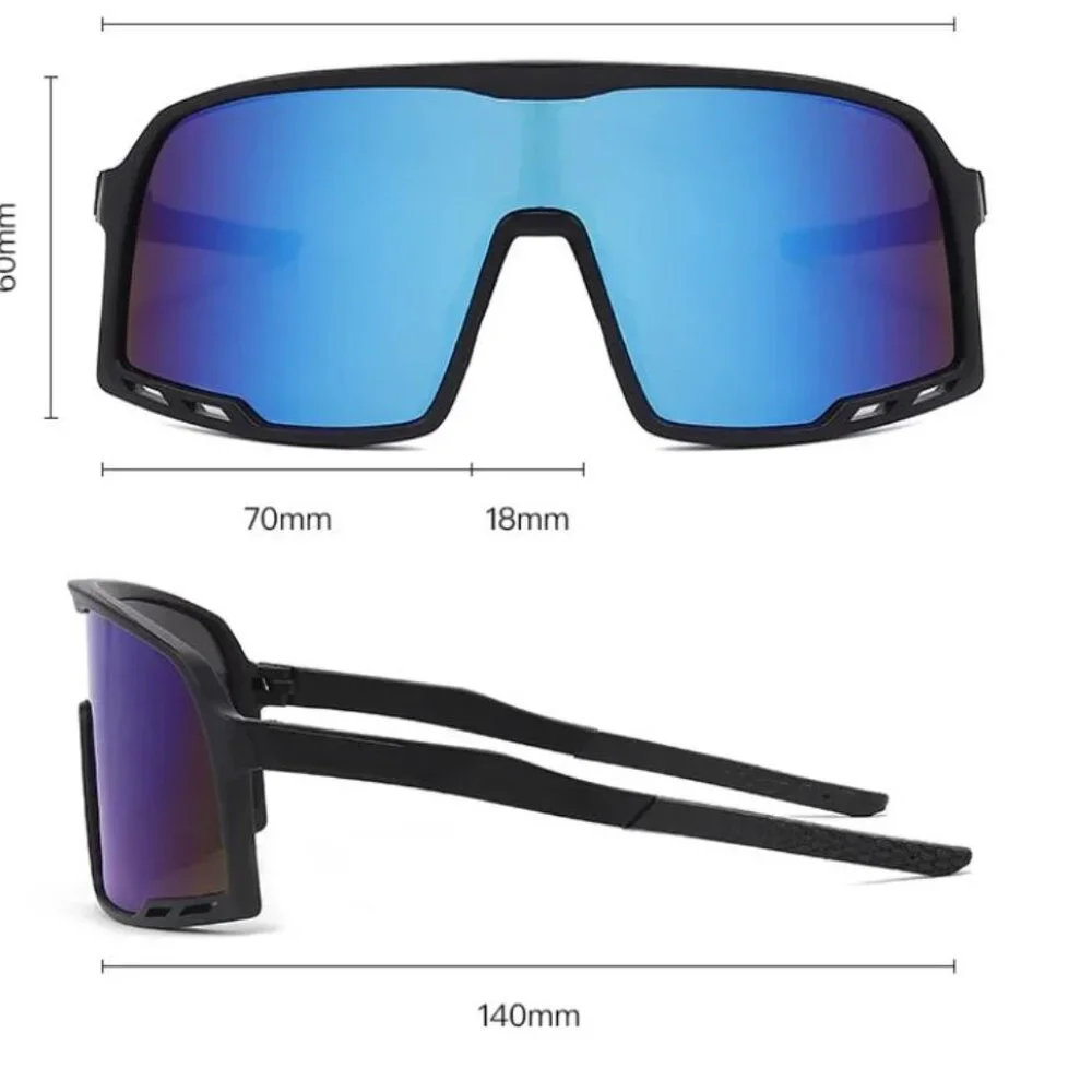 Men Sunglasses Blue Mirror Lens Wrap Around Driving Running Fishing Style Lentes